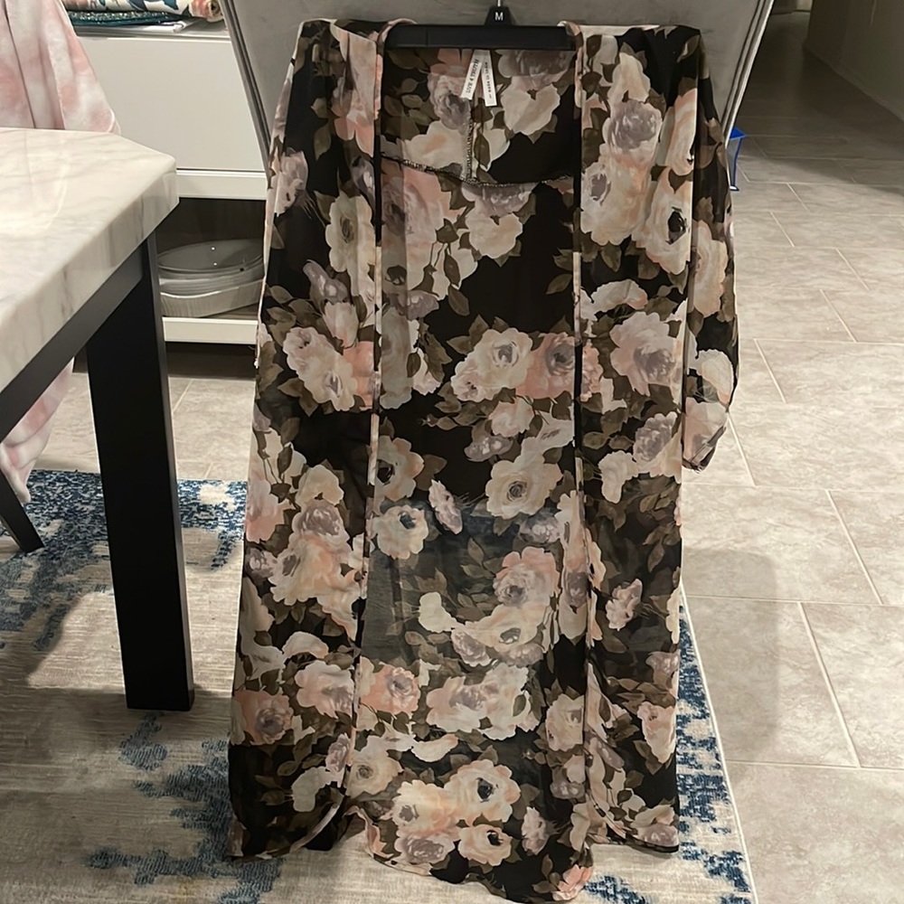 Floral sheer kimono